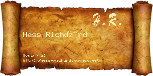 Hess Richárd névjegykártya